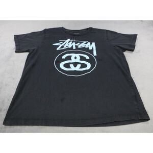 Stussy Shirt Link Logo Graphic Streetwear Skate Tee Crewneck Mens Black SS S